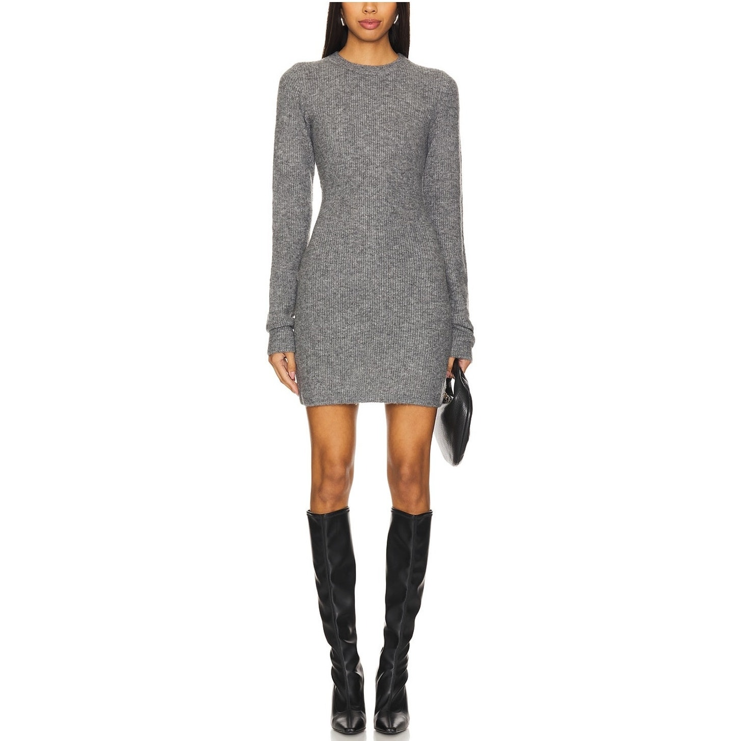Lovers And Friends Ribbed Charcoal Heather Evie Sweater Dress Size S